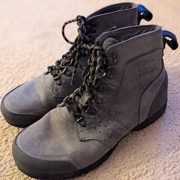 Sorel Ankeny Gray Leather Mid Hiker Boots Men’s Size 8 - Picture 1 of 11